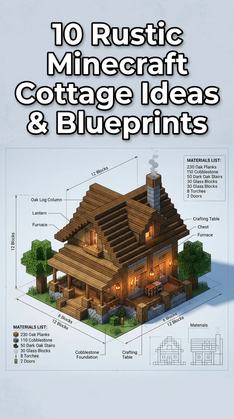 10 Minecraft Building Blueprints Cottage Ideas