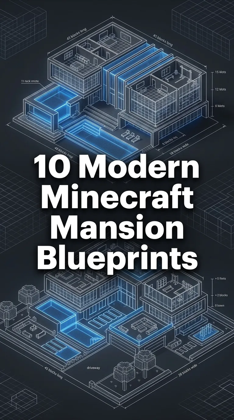 10 Minecraft Building Blueprints Mansion Ideas